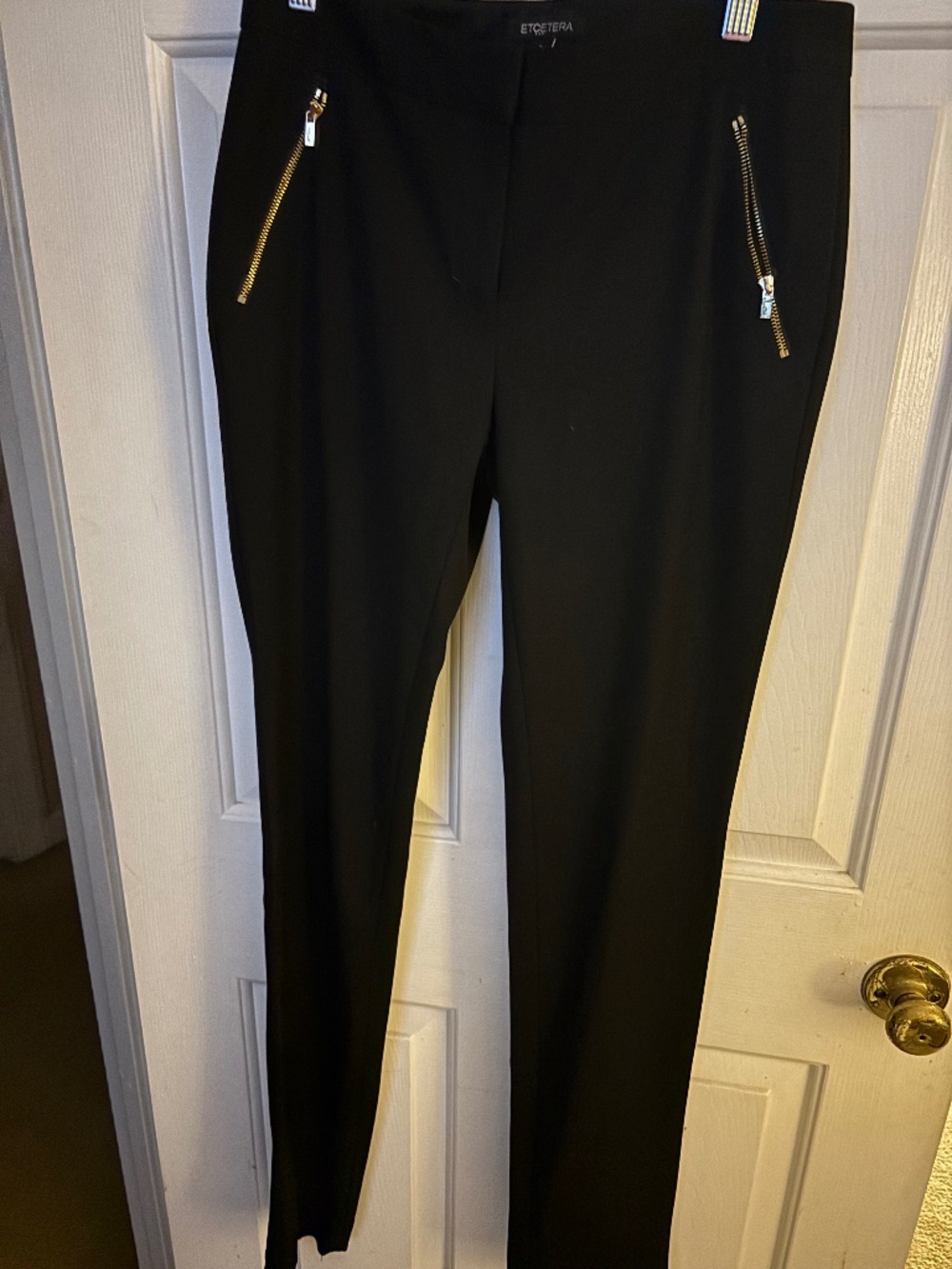 Black ETCETERA Pants w/Gold Zip Pockets Size 0